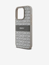 DKNY PU Leather Repeat Pattern Tonal Stripe Back Cover pentru iPhone 15 Pro bej DKNY