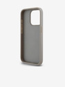 DKNY PU Leather Repeat Pattern Tonal Stripe Back Cover pentru iPhone 15 Pro bej DKNY
