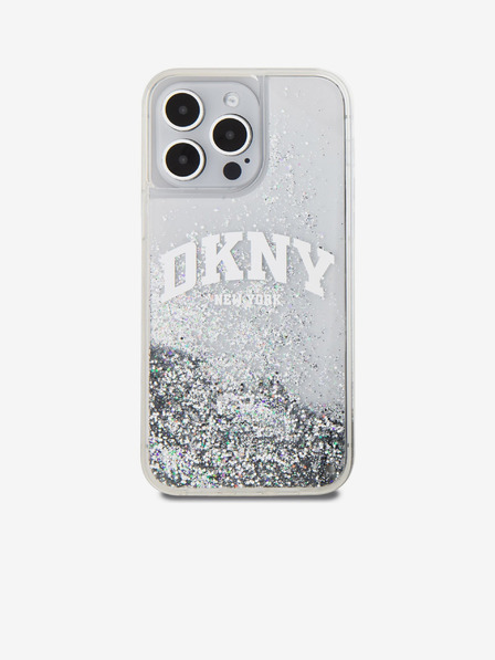DKNY Liquid Glitter Arch Logo Back Cover pentru iPhone 15 Pro Max Transparent DKNY