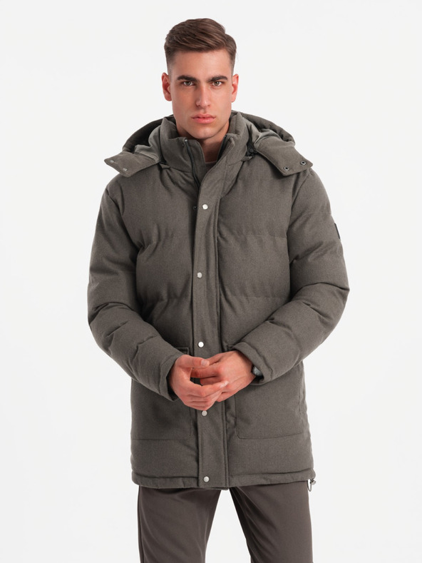 Ombre Clothing Jachetă parka lungă și călduroasă pentru bărbați cu lână Ombre Clothing