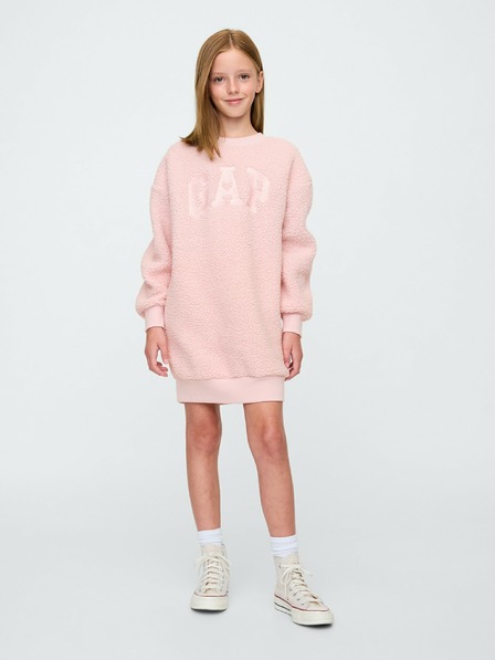 GAP Rochie oversize sherpa pentru copii cu logo GAP