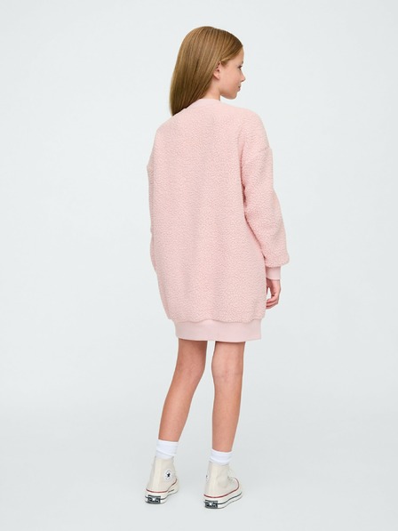 GAP Rochie oversize sherpa pentru copii cu logo GAP