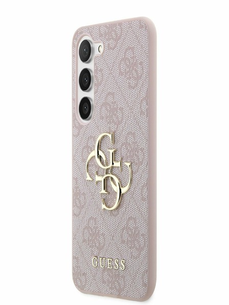 Guess PU 4G Metal Logo Zadní Kryt pro Samsung Galaxy S23 Pink Carcasa de telefon