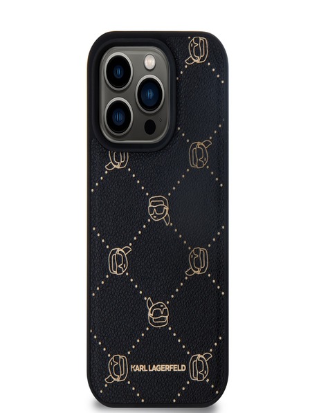 Karl Lagerfeld PU Karl Heads Pattern Magsafe Back Cover pentru iPhone 15 Pro Max negru Karl Lagerfeld
