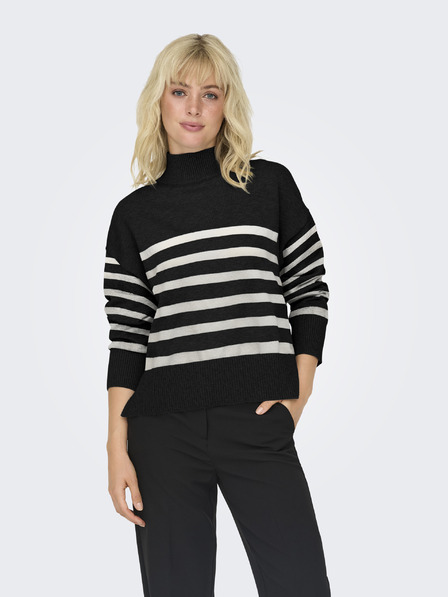ONLY Pulover alb și negru cu dungi pentru femei ONLY Bari