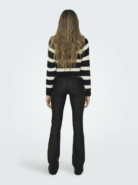 ONLY Pantaloni skinny evazați din piele negri pentru femei ONLY Blush