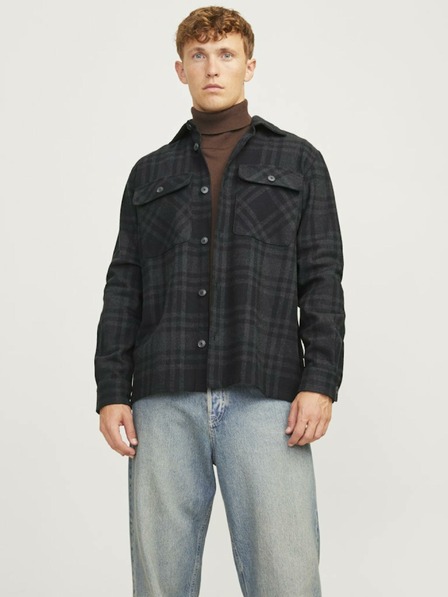Jack & Jones Jachetă cămașă ușoară Jack & Jones Raymond neagră și gri pentru bărbați
