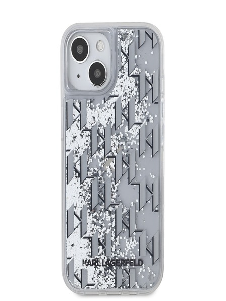 Karl Lagerfeld Liquid Glitter Monogram Gradient Back Cover pentru iPhone 15 alb Karl Lagerfeld