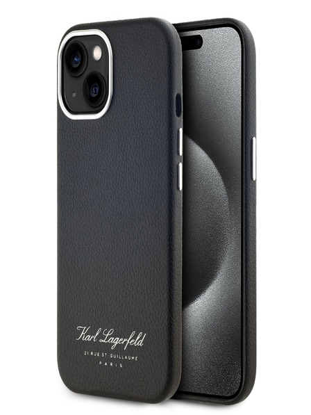Karl Lagerfeld Copertă spate Grained PU Hotel RSG pentru iPhone 15 negru Karl Lagerfeld