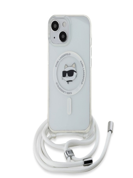 Karl Lagerfeld Karl Lagerfeld IML Crossbody Choupette Head Magsafe Back Cover pentru iPhone 15 Transparent