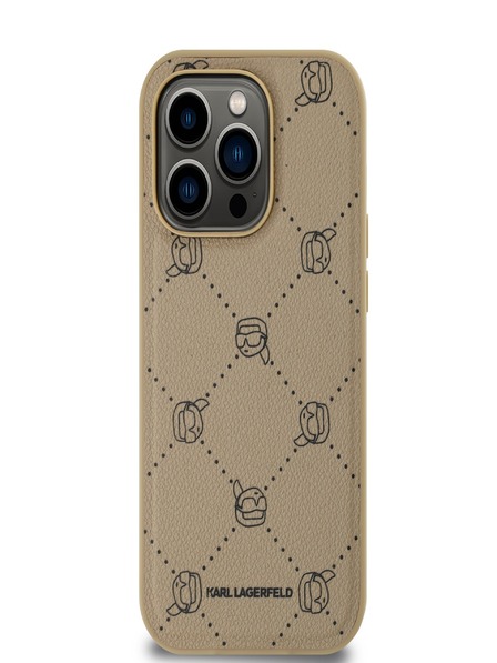 Karl Lagerfeld PU Karl Heads Pattern Magsafe Back Cover pentru iPhone 14 Pro Max Beige Karl Lagerfeld