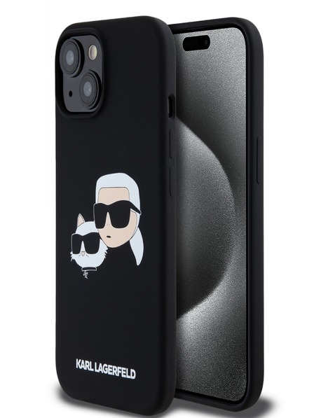 Karl Lagerfeld Silicon lichid Double Heads Magsafe Back Cover pentru iPhone 15 Pro Max negru Karl Lagerfeld