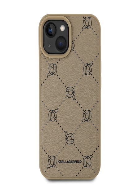 Karl Lagerfeld PU Karl Heads Pattern Magsafe Back Cover pentru iPhone 15 Bej Karl Lagerfeld