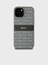 DKNY PU Leather Repeat Pattern Tonal Stripe Back Cover pentru iPhone 15 bej DKNY