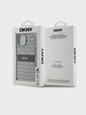 DKNY PU Leather Repeat Pattern Tonal Stripe Back Cover pentru iPhone 15 bej DKNY