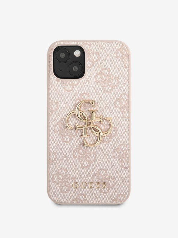 Guess Guess PU 4G Metal Logo Back Cover pentru iPhone 13 roz