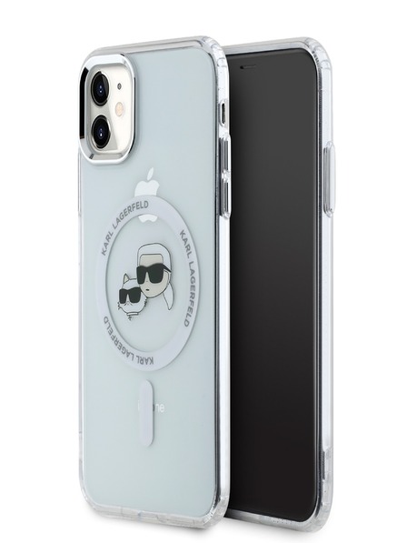 Karl Lagerfeld Karl Lagerfeld IML K&CH Heads Metal Frame MagSafe Back Cover pentru iPhone 11 Transparent