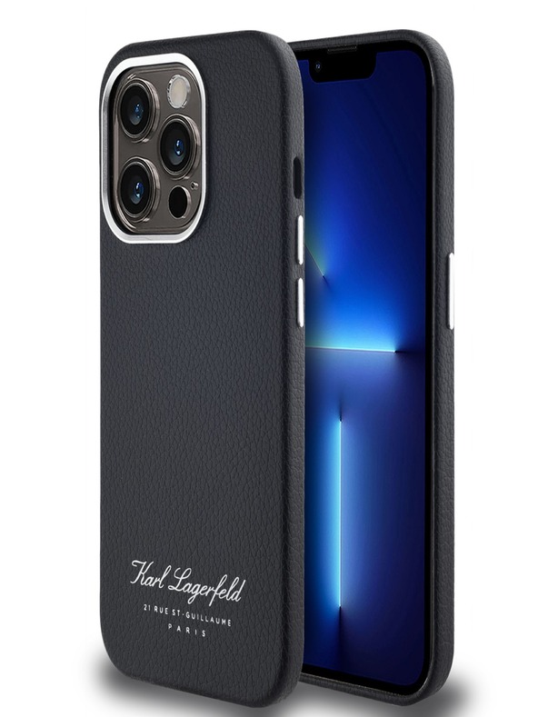 Karl Lagerfeld Copertă spate Grained PU Hotel RSG pentru iPhone 14 Pro negru Karl Lagerfeld
