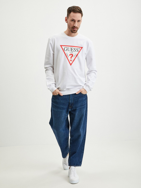 Guess Hanorac alb Guess Audley pentru bărbați