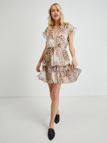 Guess Rochie scurtă cu model de culoare maro deschis pentru femei Guess Rosa