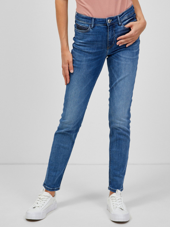 Guess Blugi slim fit albaștri pentru femei Guess