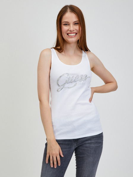Guess Tricou fără mâneci Guess Hegle alb pentru femei