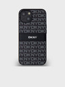 DKNY PU Leather Repeat Pattern Tonal Stripe Back Cover pentru iPhone 14 negru DKNY