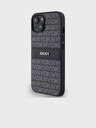 DKNY PU Leather Repeat Pattern Tonal Stripe Back Cover pentru iPhone 14 negru DKNY