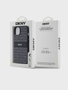 DKNY PU Leather Repeat Pattern Tonal Stripe Back Cover pentru iPhone 14 negru DKNY