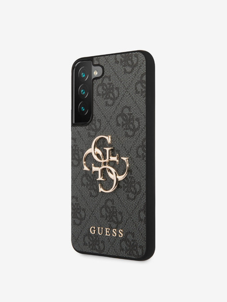 Guess PU 4G Metal Logo Zadní Kryt pro Samsung Galaxy S23 Grey Carcasa de telefon