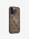Guess PU 4G Metal Logo Zadní Kryt pro iPhone 14 Pro Max Brown Carcasa de telefon