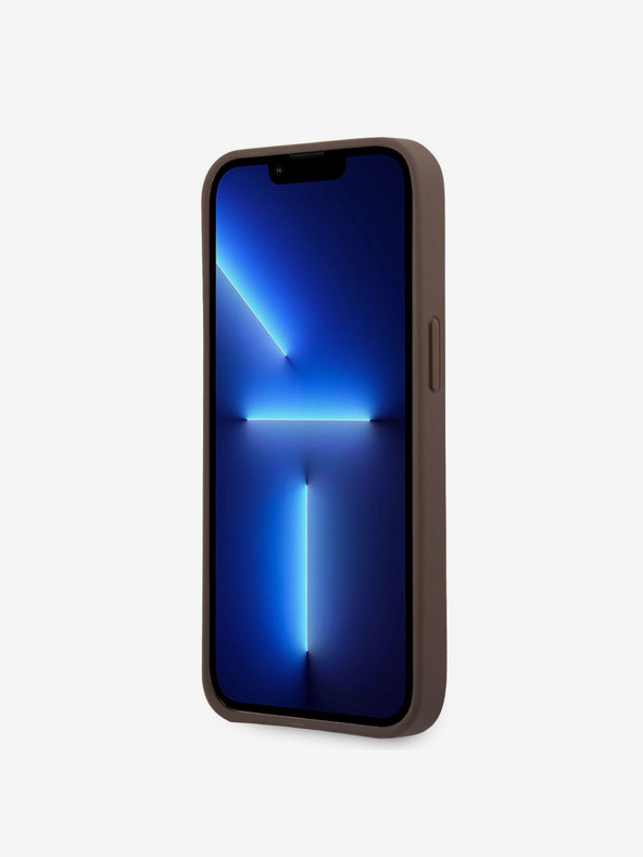 Guess PU 4G Metal Logo Zadní Kryt pro iPhone 14 Pro Max Brown Carcasa de telefon