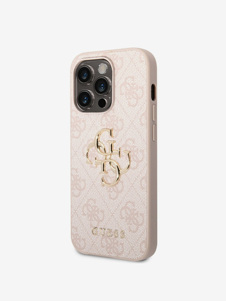 Guess Guess PU 4G Metal Logo Back Cover pentru iPhone 14 Pro Max Roz