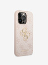 Guess Guess PU 4G Metal Logo Back Cover pentru iPhone 14 Pro Max Roz