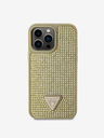 Guess Guess Rhinestones Triangle Metal Logo Cover pentru iPhone 14 Pro Max Gold