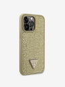 Guess Guess Rhinestones Triangle Metal Logo Cover pentru iPhone 14 Pro Max Gold