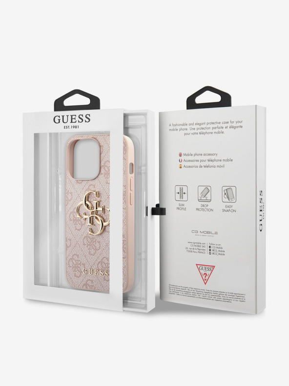 Guess Guess PU 4G Metal Logo Back Cover pentru iPhone 13 Pro Max Roz