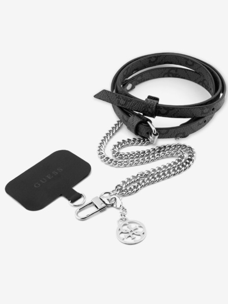 Guess Guess Crossbody Strap PU 4G Chain with Charm Silver/Black