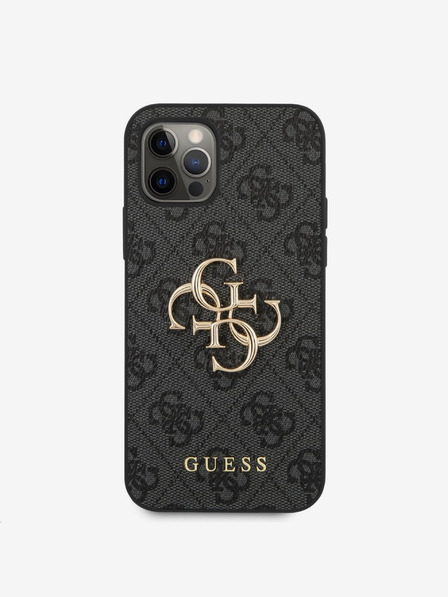 Guess Guess PU 4G Metal Logo Back Cover pentru iPhone 12 Pro Max gri