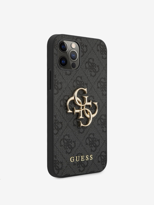 Guess Guess PU 4G Metal Logo Back Cover pentru iPhone 12 Pro Max gri