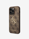 Guess PU 4G Metal Logo Zadní Kryt pro iPhone 15 Pro Max Brown Carcasa de telefon