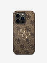 Guess PU 4G Metal Logo Zadní Kryt pro iPhone 15 Pro Max Brown Carcasa de telefon