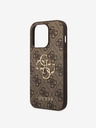 Guess PU 4G Metal Logo Zadní Kryt pro iPhone 15 Pro Max Brown Carcasa de telefon