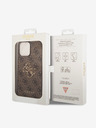 Guess PU 4G Metal Logo Zadní Kryt pro iPhone 15 Pro Max Brown Carcasa de telefon