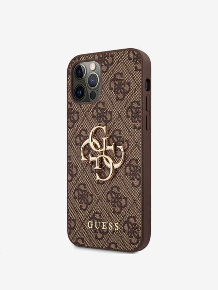 Guess Guess PU 4G Metal Logo Back Cover pentru iPhone 12/12 Pro Brown