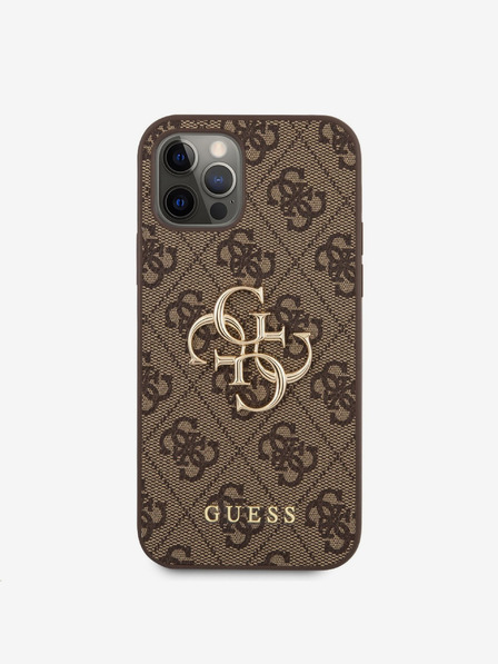 Guess Guess PU 4G Metal Logo Back Cover pentru iPhone 12/12 Pro Brown