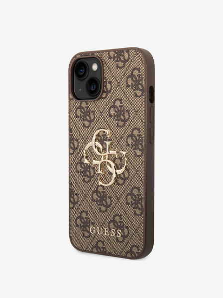Guess Guess PU 4G Metal Logo Back Cover pentru iPhone 14 Brown