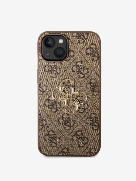 Guess Guess PU 4G Metal Logo Back Cover pentru iPhone 14 Brown