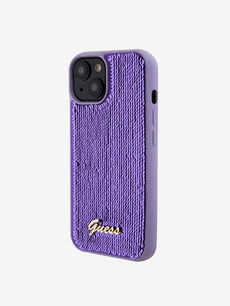 Guess Guess Sequin Script Logo Back Cover pentru iPhone 15 Plus Violet