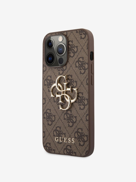 Guess Guess PU 4G Metal Logo Back Cover pentru iPhone 13 Pro Brown